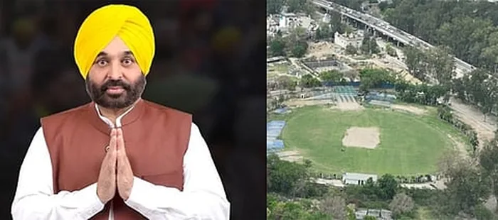 Aerial view of the Burlton Park sports stadium redevelopment in Jalandhar